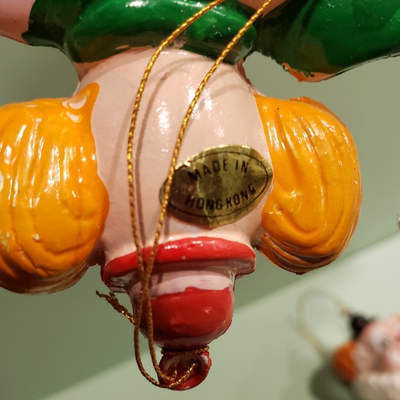 Vintage Blow Mold Circus Clown Christmas Ornaments Hong Kong (2) 5" Cake Topper. - Picture 5 of 8